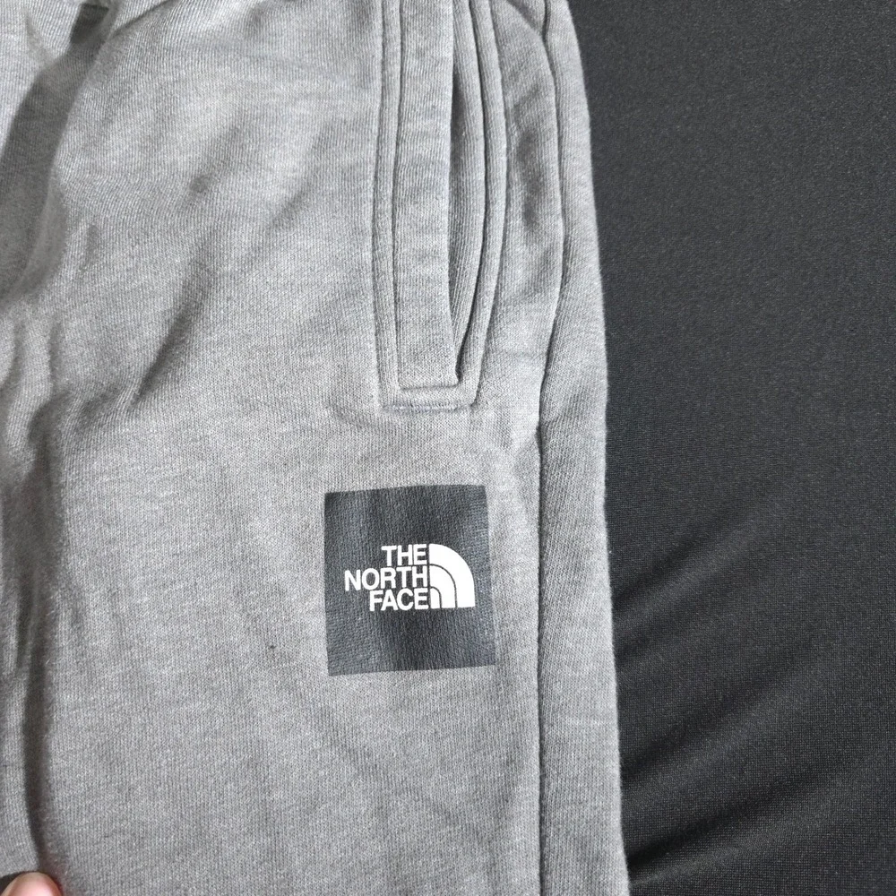 The North Face Joggers Mens L Gray Fleece Sweatpants Box Logo Drawstring Pant